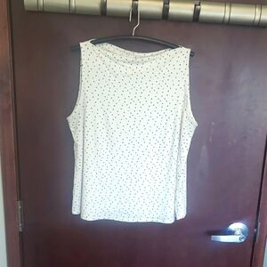 1X Ivy Rose Polka Dot Sleeveless Boatneck Top - White
